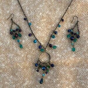 Elegant Multicolor Beaded Necklace and Earring Set